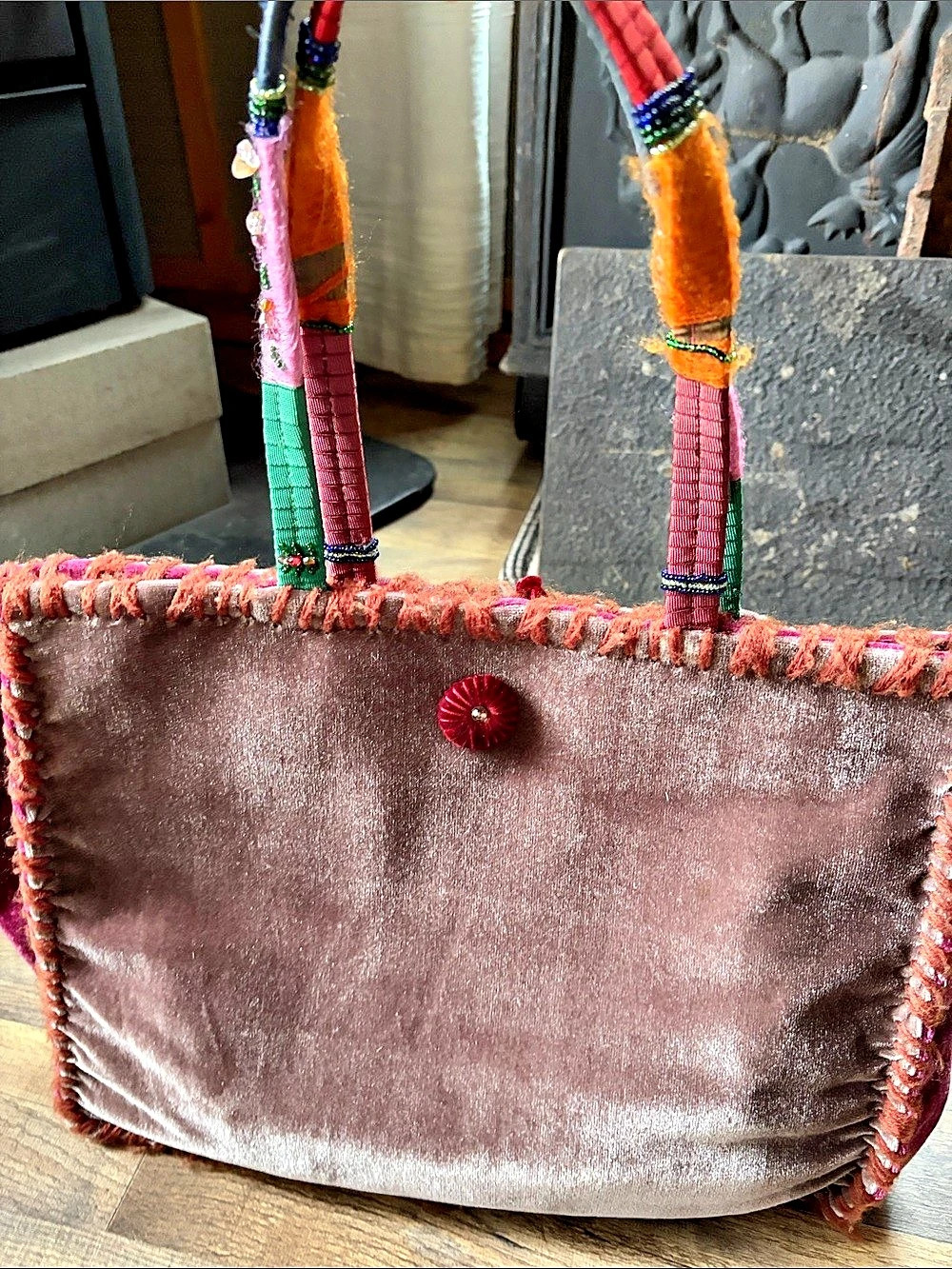 Sigrid Olsen Velvet Tote in Pink & Burgundy